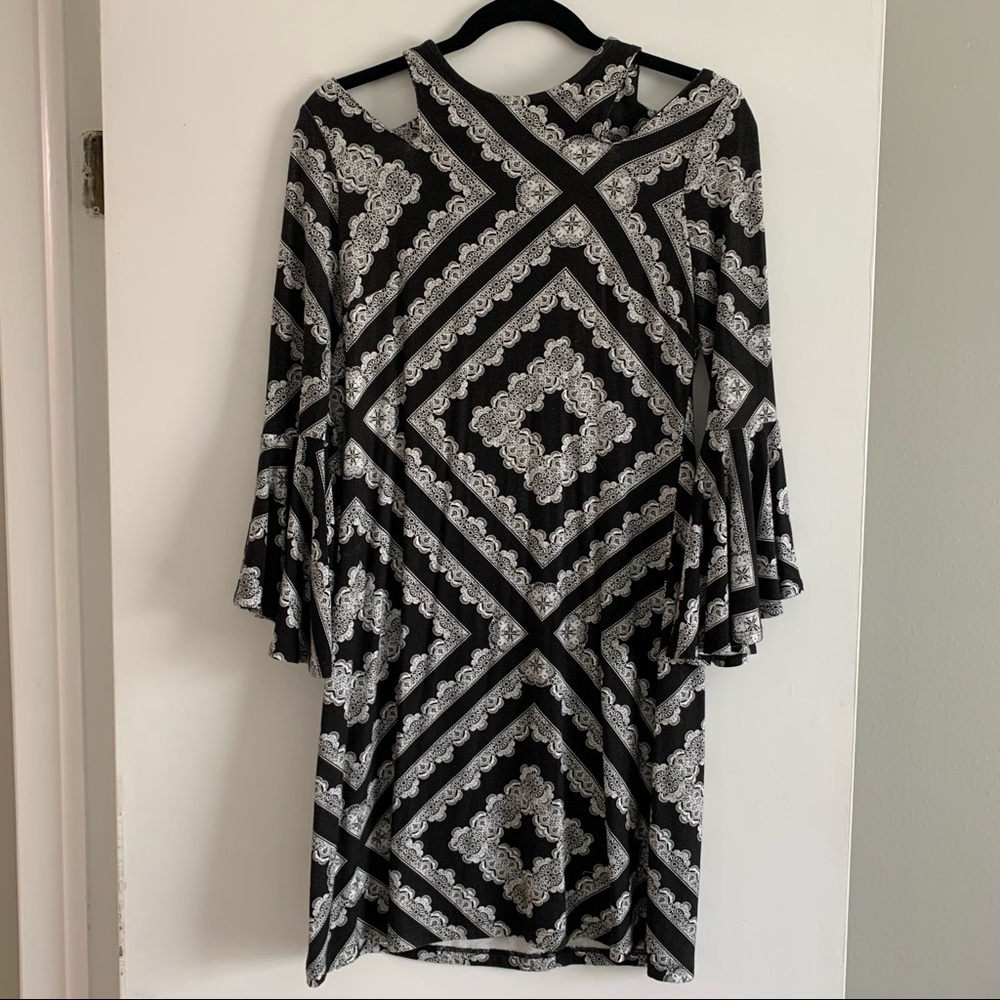 Black & White Cold-Shoulder Dress
